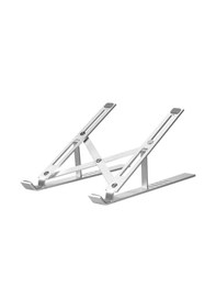 Resim 6 Seviyeli Ayarlanabilir Laptop Standı Taşınabilir Katlanabilir Alüminyum Alaşım Laptop Braketi Kaymaz Laptop Tablet Tutucu Gümüş 