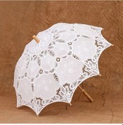 Resim Oldfriend Beyaz Vintage Dantelli Şemsiye - Kadınlar İçin El İşlemeli Güneşlik Ve Açılır Şemsiye 