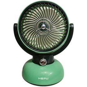 Resim HEPU HP F12 Masa Üstü Şarjlı Vantilatör 3 Kademeli Nostaljik Type-C 1200 mAh Led Aydınlatma 