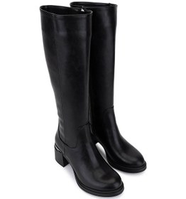 Resim Tamer Tanca Kadın Suni Deri Siyah Topuklu Çizme 889 1424 Bn Czm Sk25-26 Sıyah Siyah 