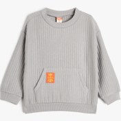 Resim Erkek Bebek Basic Sweatshirt Dokulu Kanguru Cepli 