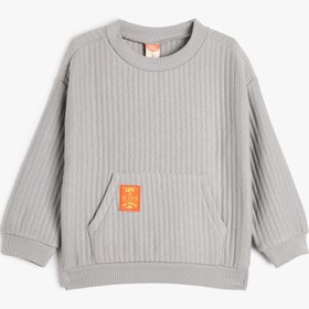 Resim Erkek Bebek Basic Sweatshirt Dokulu Kanguru Cepli 