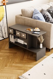 Resim Hofga Sümela Raflı Yan Sehpa - Gazetelik, Dergilik, Kitaplık Antrasit 