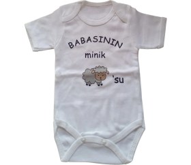 Resim PremiumPort Minik Kuzusu Baskılı Badi ve Isimli Emzik Askısı Hediye Seti 