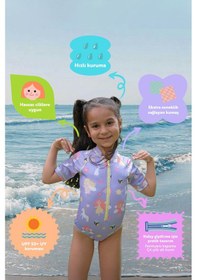 Resim Soleda UV Korumalı UPF 50+ Bebek Çocuk Mayosu Fairy Garden Lila 
