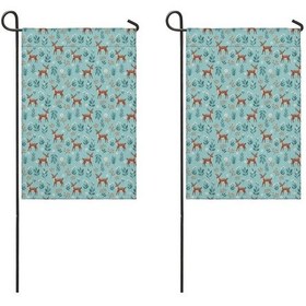 Resim Geyik 2'li Çift Taraflı 12x18inch Bahçe Bayrağı, Dış Mekan-a9 12+ 