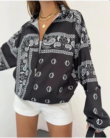 Resim Nnstartshopping Dijital Baskılı Paraşüt Kumaş Rüzgarlık - Siyah Siyah 