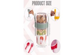 Resim MasterCar Hobbit Yeşil 650 ml Kapaklı Kaşık ve Çatallı Yemek Taşıma ve Saklama Kabı Atıştırmalık Yoğurt Kabı 