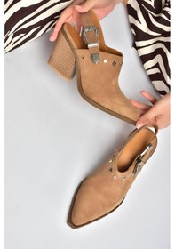 Resim Fox Shoes Y654307702 Vizon Hakiki Deri Süet Alçak Topuklu Western Ayakkabı 