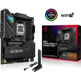 Resim Asus Rog Strıx B850-F Gamıng Wıfı Amd B850 Am5 Ddr5 8000 Dp HDMI 4x M2 Usb3.2 Gen 2x2 Wifi 7 + Bt Aura Rgb 2.5gbit Lan Atx 