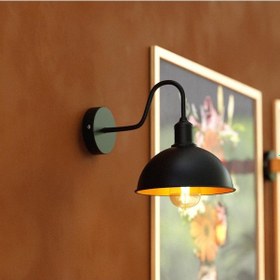 Resim Riolight Vintage,rustik,retro Siyah Metal Otel,cafe,odaklar İçin Duvar Aplik Şapka Çapı:23cm Siyah 