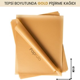 Resim Paprulo 100 Adet Fırın Pişirme Kağıdı Ağartılmamış Tepsi Botuyunda 37x42 XL Boy Gold Kalite 