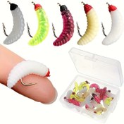 Resim 30 Adet Yapay Kurbaga Balık Yemi - Gerçekçi Silikon Alabalık Solucanı, Karbon Çelik Kancalı, 6 Canlı Renk (Yeşil, Pembe, Kırmızı, Sarı, Beyaz, Siyah) - Tatlısu Alabalığı ve Panbalıkları için Dayanıklı Olta Malzemesi 
