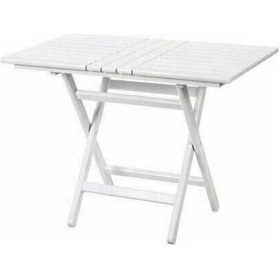 Resim Bahçeme Kaş 60X80 Katlanabilir Ahşap Bahçe Balkon Masası -Beyaz 