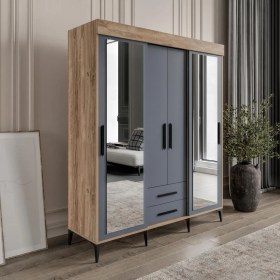 Resim Afilli Izmir Sürgülü Aynalı ve Kapaklı Gardrop Dolap 