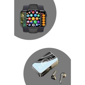 Resim İlkyaz Fashion Powerbank Aynalı Bluetooth Kulaklık ve Akıllı Saat Seti Anc Özelliği Dokunamatik 