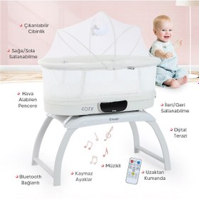 Resim Huggy 4 İn 1 Cozy Terazi Özellikli Bluetooth Portatif Beşik Krem 