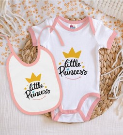 Resim Bk Kids Little Princess Tasarımlı Pembe Bebek Body Zıbın Ve Mama Çok Renkli 