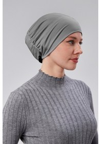 Resim Sonbaharmoda Kadın Tesettür Hazır Pratik Geçmeli Bone Lastikli Kaymaz Füme Füme 
