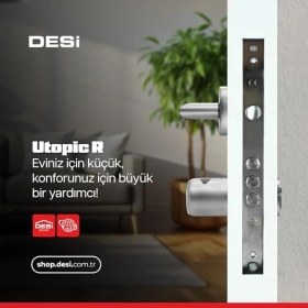 Resim Desi Utopic R Motorlu Silindir Akıllı Kilit, Telefondan Kontrol ve Şarj Edilebilir Pilli Akıllı Kapı Kilidi - Kolay Montaj, Deliksiz Montaj 