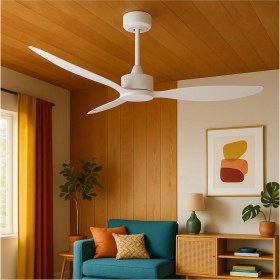 Resim Alsanfan Adana Beyaz Lambasız Tavan Vantilatörü 132 cm Uzaktan Kumandalı 3 Kanatlı Hız Ayarı 6 Kademe 
