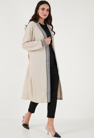 Resim Lela Modest Regular Fit Bağlamalı Nakışlı Tesettür Uzun Kimono Hırka HIRKA 5866173 