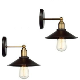 Resim 2 Adet Retro Rustik Siyah Eskitme Mesal Başlıklı Aplik Siyah 