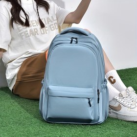 Resim Kadınlar için Büyük Kapasiteli Şık Açık Mavi Sırt Çantası - Laptop & Tablet Bölmeleri, Ayarlanabilir Askılar, Dayanıklı Polyester, Günlük İşe Gidiş Geliş, Okul, Alışveriş ve Seyahat için İdeal, Şık Minimalist Tasarım 