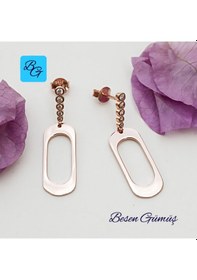 Resim İçi Boş Oval Sallantılı Süzme Küpe Gümüş 