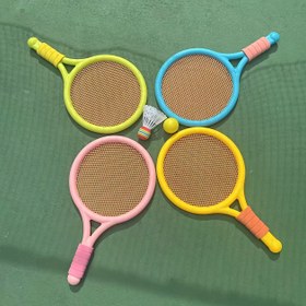 Resim Çocuklar için Badminton Seti - Renkli PP Malzeme, Hafif ve Dayanıklı, Dış Mekan Oyunları ve Aile Etkileşimi için - Mavi, Yeşil, Pembe ve Sarı 4 Raketi İçerir, Oyunlar için Raket Setleri 