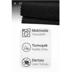 Resim Perdeyap1980 Kadife Dokulu Siyah Renk Masa Örtüsü Siyah 