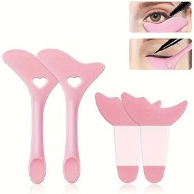 Resim 4 Parça Kombinasyon Eyeliner Yardımcı Seti, Çok Fonksiyonlu Kaş ve Göz Makyajı Aracı 