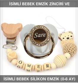 Resim Sahi Aksesuar İsimli Bebek Emzik Zinciri ve Bebek Silikon Emzik BEZYI241 Pembe 