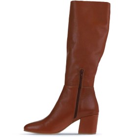 Resim Bueno Shoes Taba Koyu Deri Kadın Topuklu Çizme 01wr5104 