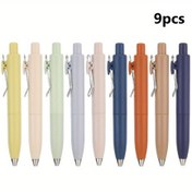 Resim 9 adet Morandi Renkli Çekilebilir Kalem, Orta Nokta, Ergonomik Tutuş, İmza, Ofis ve Okul Kullanımı için İdeal, Çeşitli Pastel Renkleri (Pembe, Sarı, Yeşil, Mavi, Turuncu), Okul Yazma Malzemeleri | Morandi Renk Paleti | Düzgün Yazma Deneyimi, Yazma Kalemeleri 