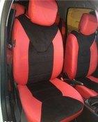 Resim AKINCI Clio 4 Arka Sırt 2+1 Arka Sırt Kolcaksız Model Siyah Taytüyü Kırmızı Deri Karışımı. Kırmızı Ip 