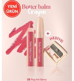 Resim Clio Kremsi Renkli Dudak Balmı + Kalemtıraş Clio Butter Balm Crayon 008 Pop-art Berry 08 