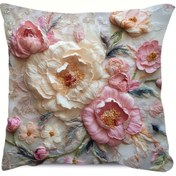 Resim 1 adet Vintage Çiçekli Şakayık Uçuşan Yastık Kılıfı 45.72x45.72 cm - Fermuarlı Yumuşak Kısa Peluş Polyester Minder Kılıfı, Kanepede Yatak Odası Ev Dekoru için Makinede Yıkanabilir, Ev Dekorasyonu | Vintage Çiçek Tasarımı | Yumuşak Dokulu 
