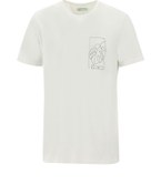 Resim Ekru Eco-Line Bisiklet Yaka Slim Fit Dar Kesim Baskılı Pamuklu Tişört Kigili