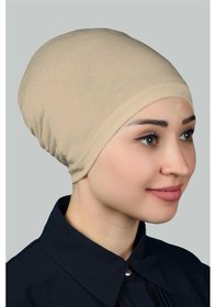 Resim Altobeh Hazır Pratik Geçmeli Lastikli Tesettür Bone - Kum Beji 