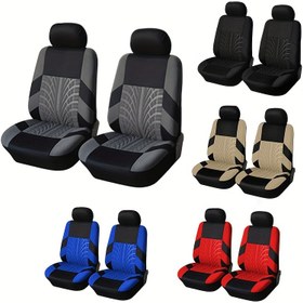 Resim Ön Çift Araç Koltuk Kılıfları, Nefes Alabilen Polyester Bölünmüş Otomobil Ön Koltuk Yastık Kılıfları, Araç Koltuk Koruyucuları, Arabalar, Kamyonlar İçin Evrensel Noel Hediyesi 