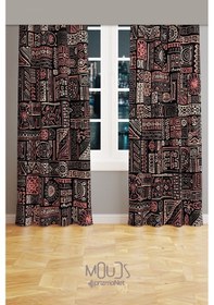 Resim Hitit Figure Desenli Süet Oturma Odası Salon Fon Perde Baskılı Ekstrafor Büzgü 2 Kanat Prd-1013 Çok Renkli 