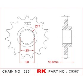 Resim RK Bmw F 700 GS RK Çelik Ön Dişli C5367-17 (2013-2018) 