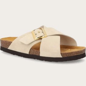Resim Kadın Terlik 17B3 Frau Velour-S Suede Crossover-Strap Slıders 