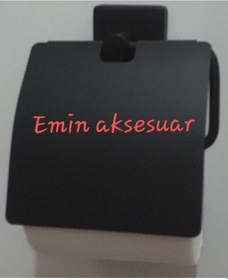 Resim Tuvalet Kağıtlık Kapaklı Kare Tabanlı Mat Siyah 