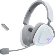 Resim Asus Rog Delta Iı Kablosuz Oyun Kulaklığı (50MM Titanyum Sürücüler, 10MM Süper Geniş Bant Mikrofon, 153-SAAT Pil Ömrü, Dualflow Ses, Bt, 2.4ghz, 3.5mm, Pc, Swıtch, Ps4, Ps5, Xbox Uyumlu) Beyaz 