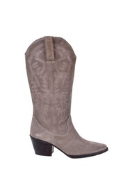 Resim pullman Hakiki Deri İşlemeli Western Kadın Çizme PLM-011 VİZON SÜET 
