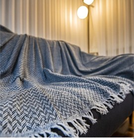 Resim Lodos Home Pamuklu Çift Taraflı Koltuk & Kanepe Örtüsü Şalı 170x210 Cm Terletmez, Yumuşak Dokulu Siyah 