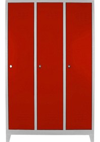 Resim Jessan Ofis 3 lü Standart Soyunma Dolabı Gri-Kırmızı 