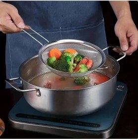 Resim Mybru Paslanmaz Çelik Pratik 4'lü Çay Süzgeci Sebze Makarna Un Süzgeç Metalik Gri 